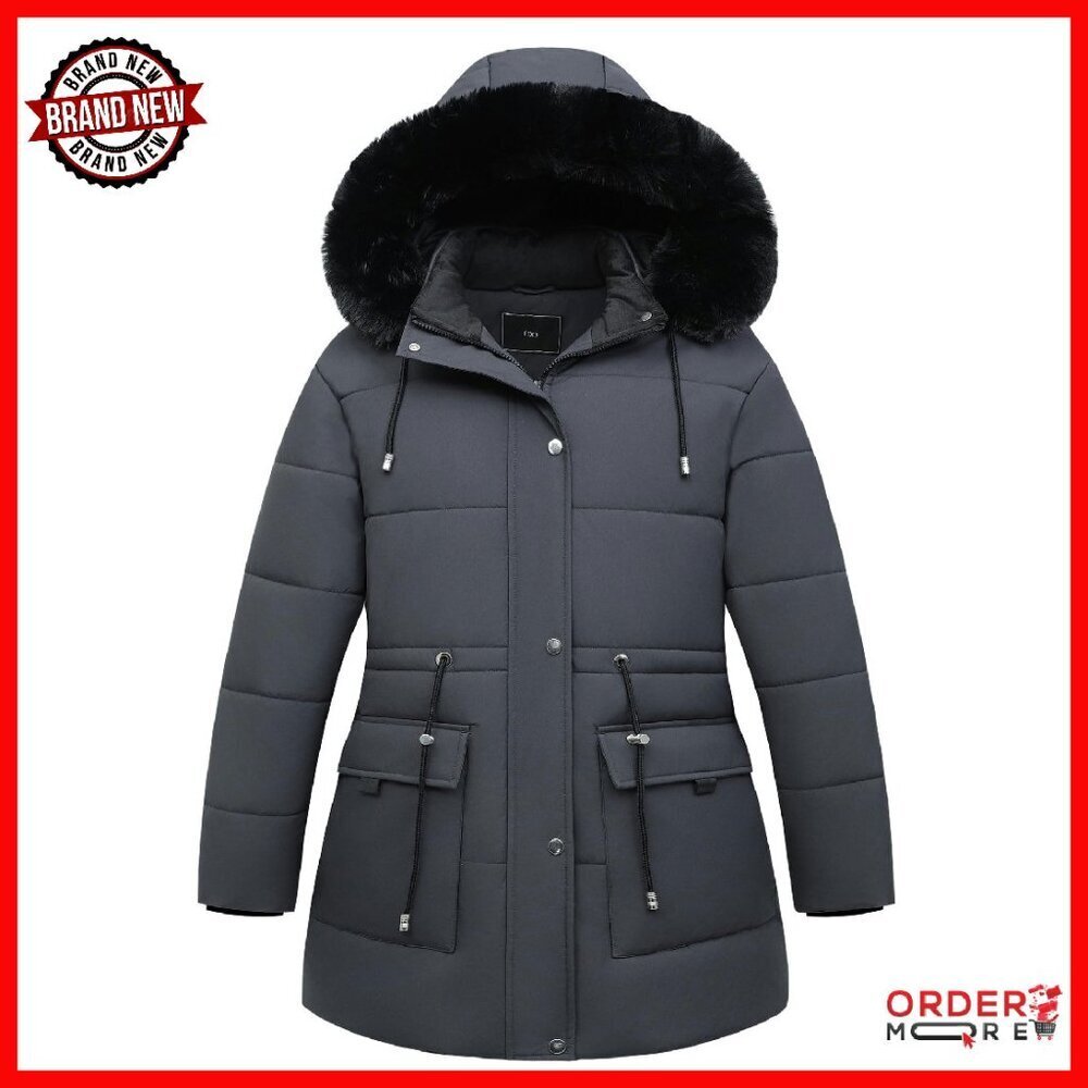 Plus Size Down Parka Jacket Waterproof Windproof Winter Warmth